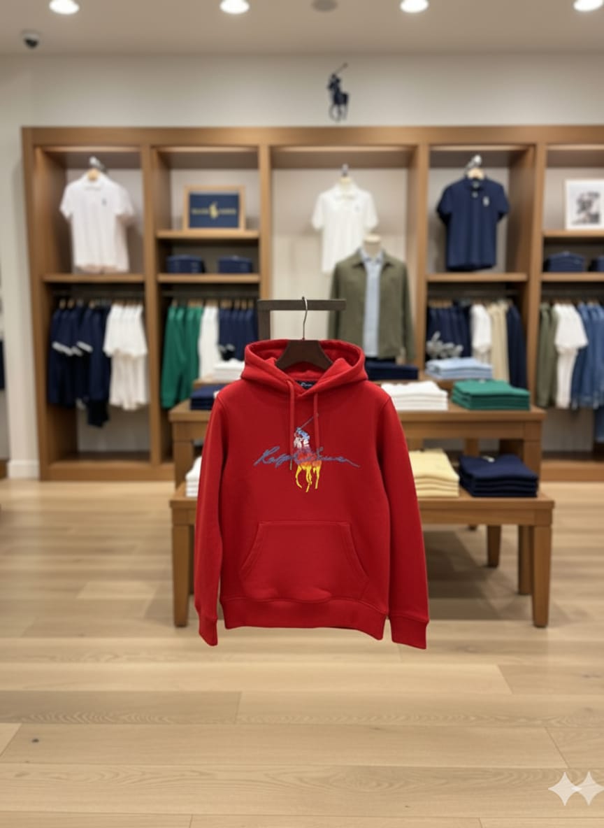 Kids Red Hoodie with Multicolor Polo