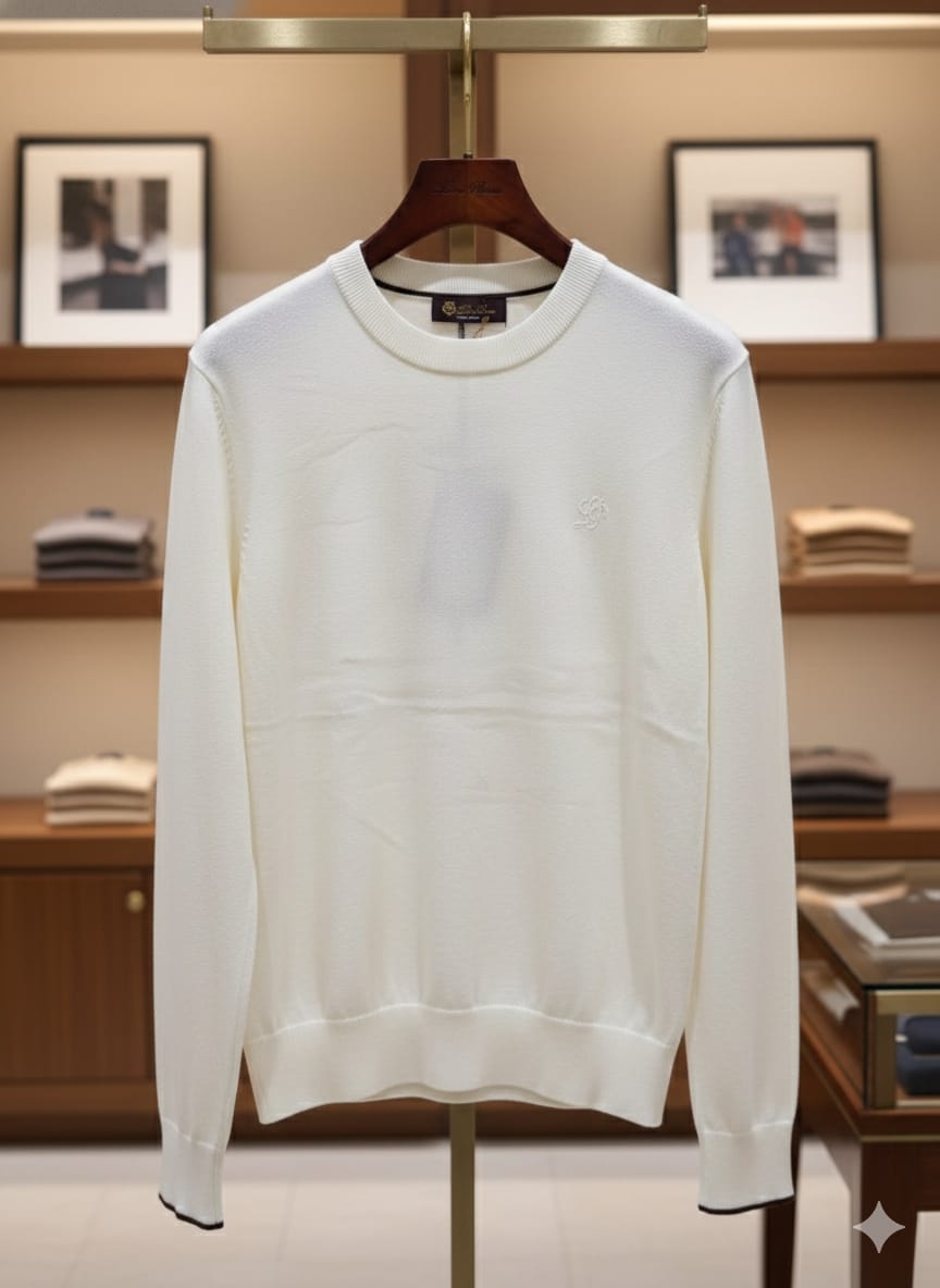 Classic White  Crew Neck Pullover
