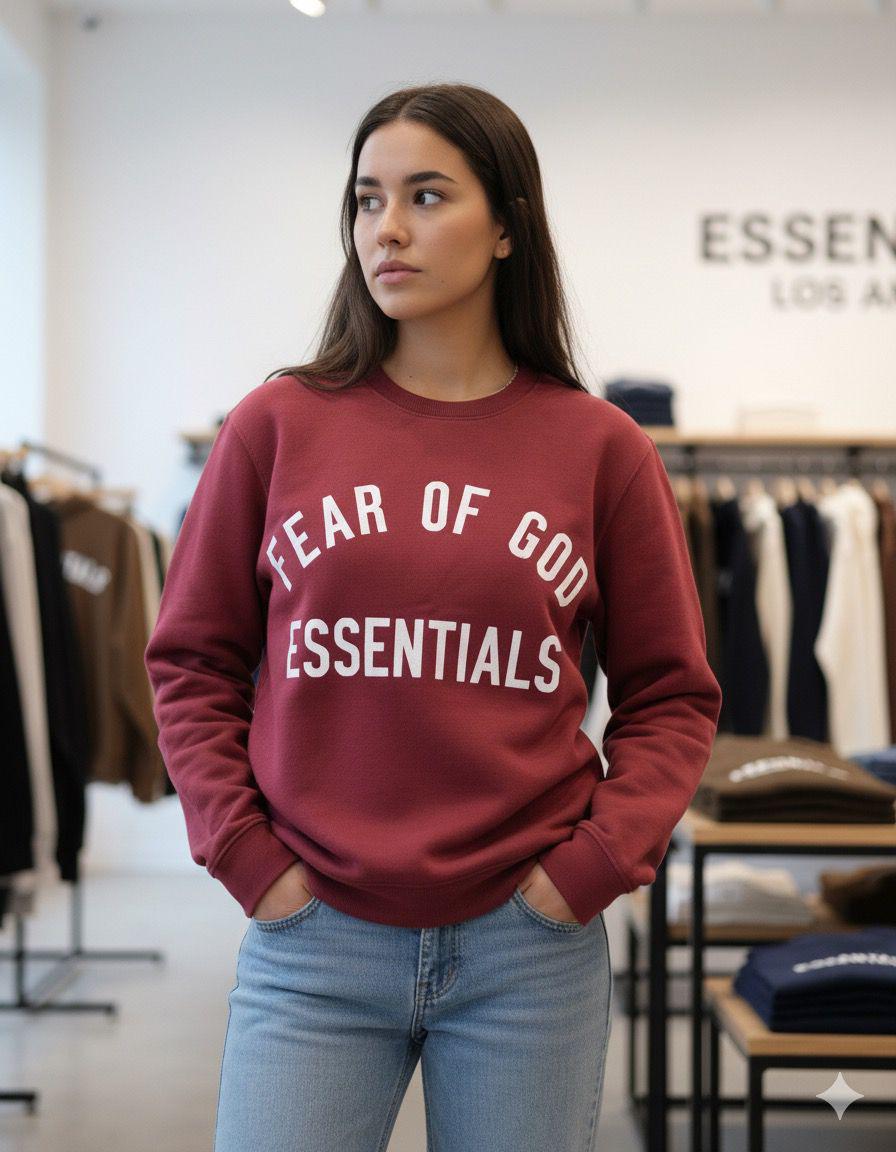 Premium Crewneck Sweatshirt – Deep Maroon