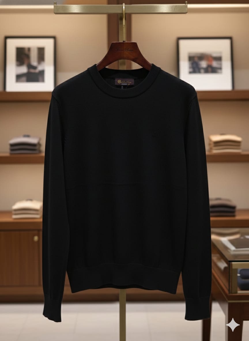 Premium c Black Crew Neck Pullover
