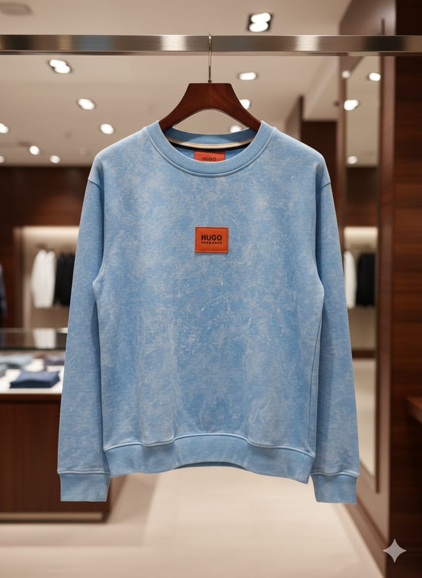 Sky Blue Premium Sweatshirt with Logo Patch