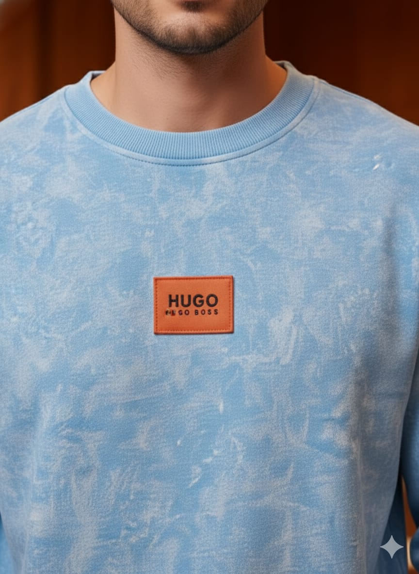 Sky Blue Premium Sweatshirt with Logo Patch