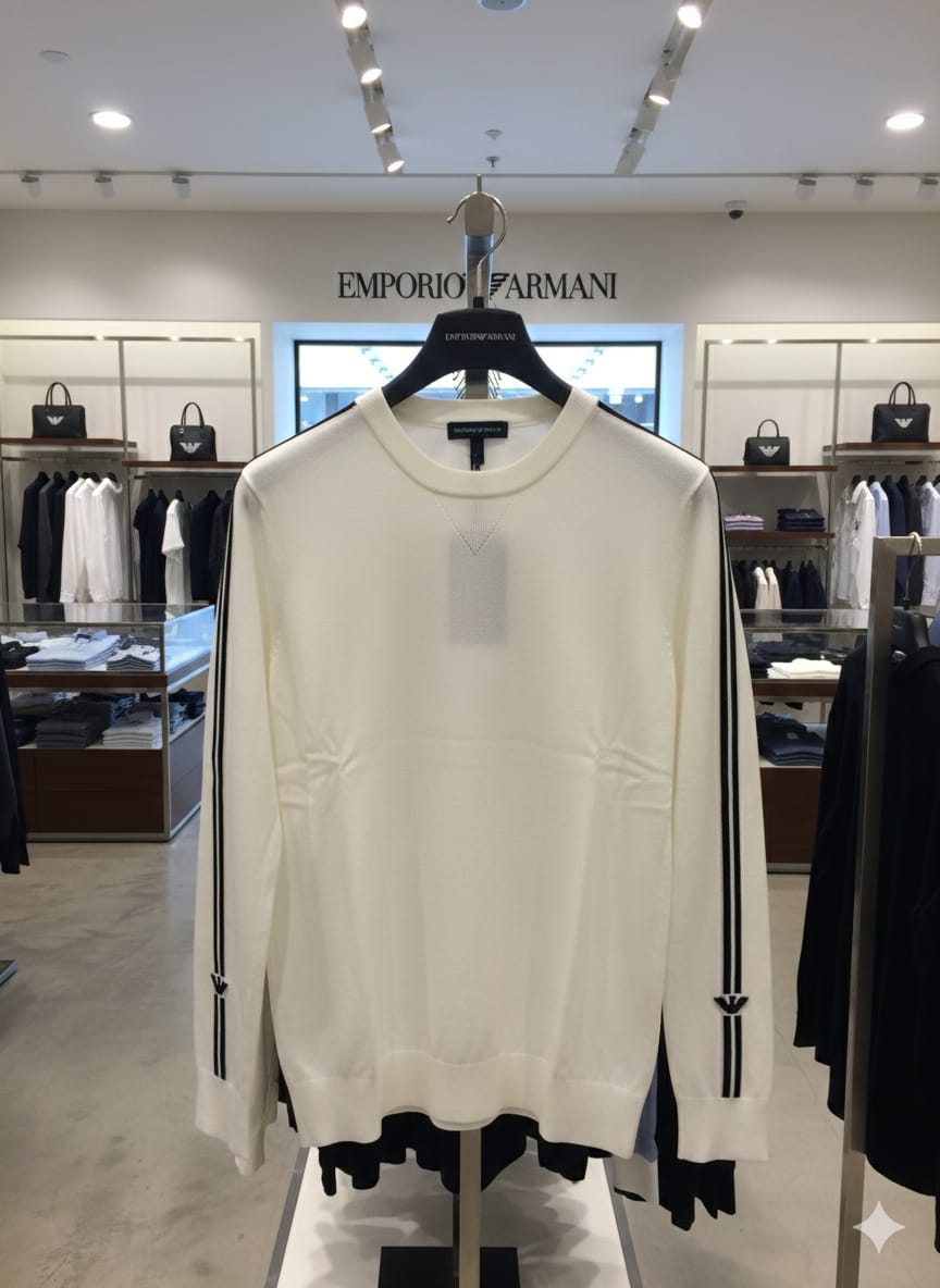Men’s Premium White Crew Neck Pullover