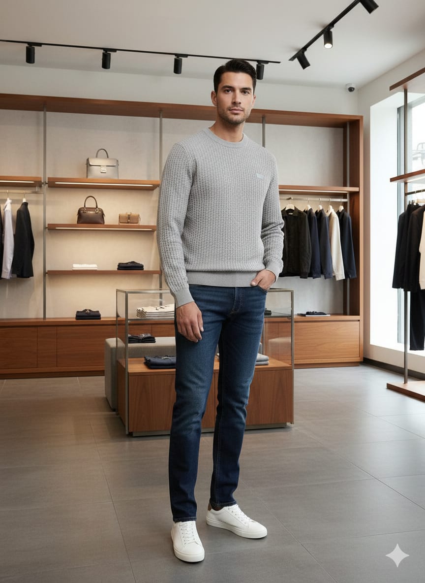 Men’s Classic Textured Knit Sweater Comfortable & Stylish Everyday Wear