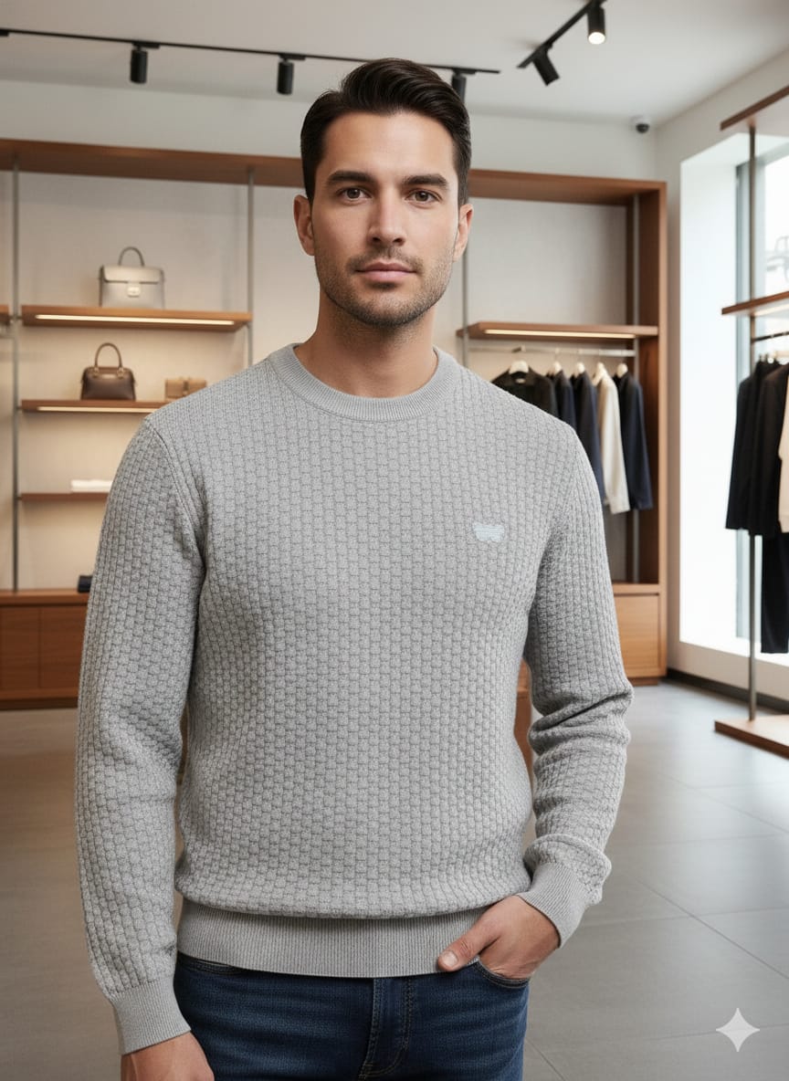 Men’s Classic Textured Knit Sweater Comfortable & Stylish Everyday Wear