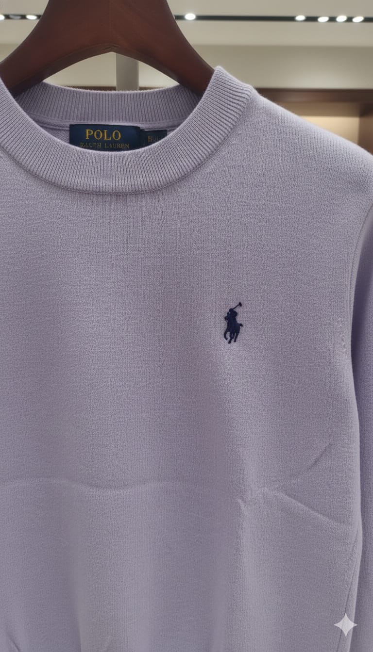 Women’s Soft Lavender Crew-Neck Sweater Elegant Casual Knitwear