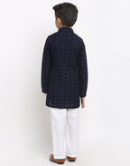 Lucknowi Chikankari Cotton Kurta Pajama Set For Boys/Kids By Treemoda|Navy Blue| Kurta Pajama Set