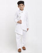 Lucknowi Chikankari Cotton Kurta Pajama Set For Boys/Kids By Treemoda|White| Kurta Pajama Set