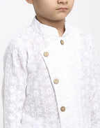 Lucknowi Chikankari Cotton Kurta Pajama Set For Boys/Kids By Treemoda|White| Kurta Pajama Set