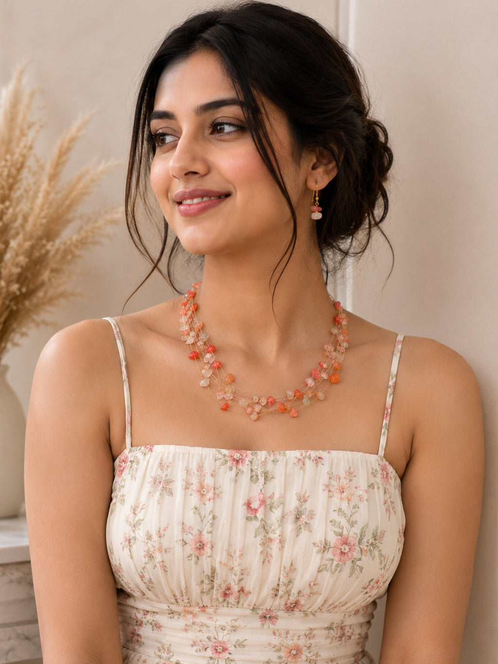 Multi-Strand Shell Coated Pearl & Bead Necklace Set