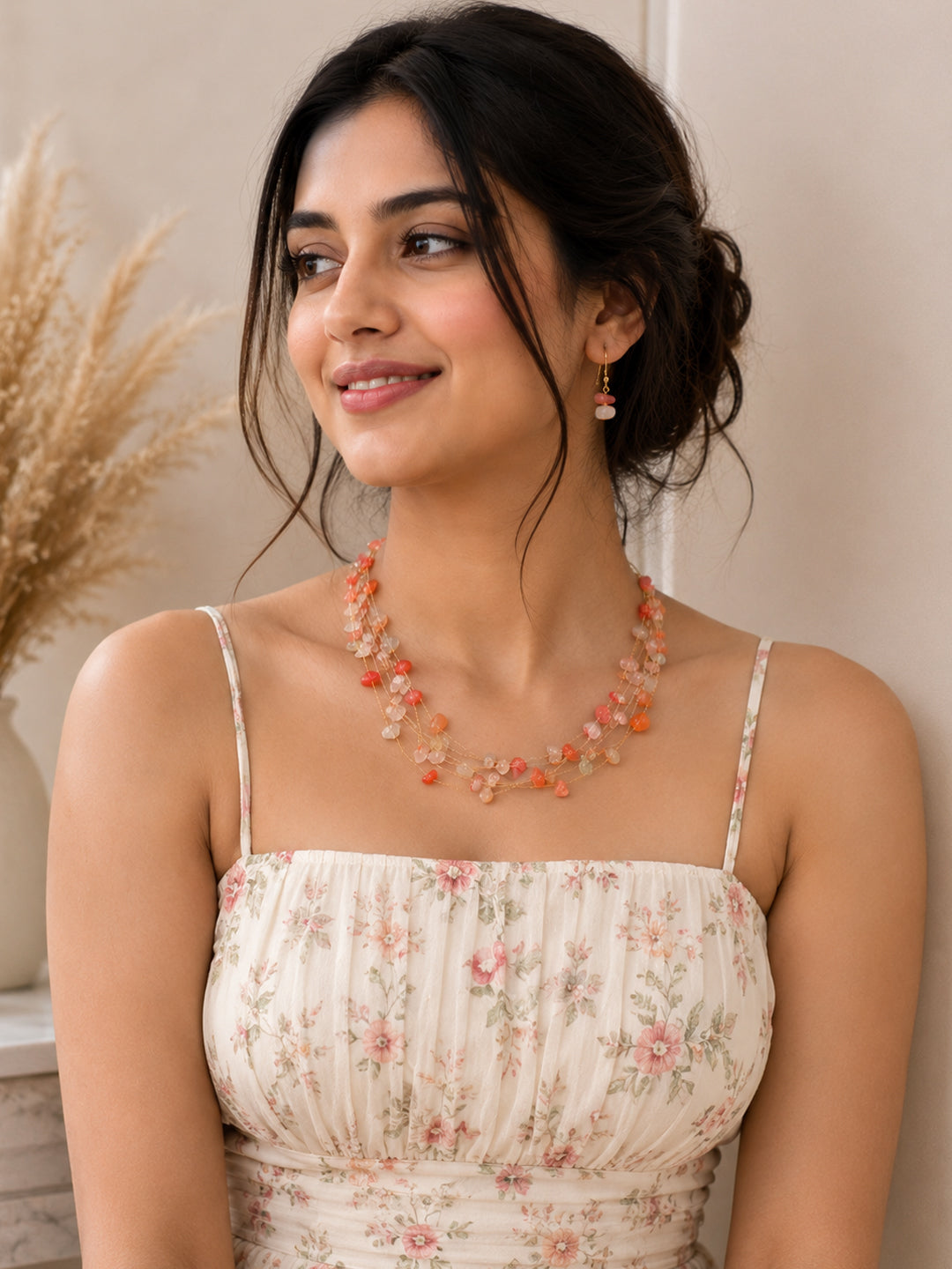Multi-Strand Shell Coated Pearl & Bead Necklace Set