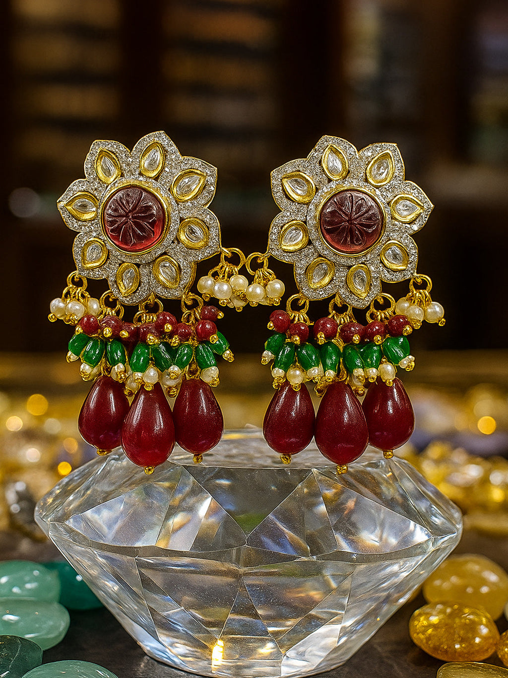 Regal Kundan Gemstone Bridal Necklace Set