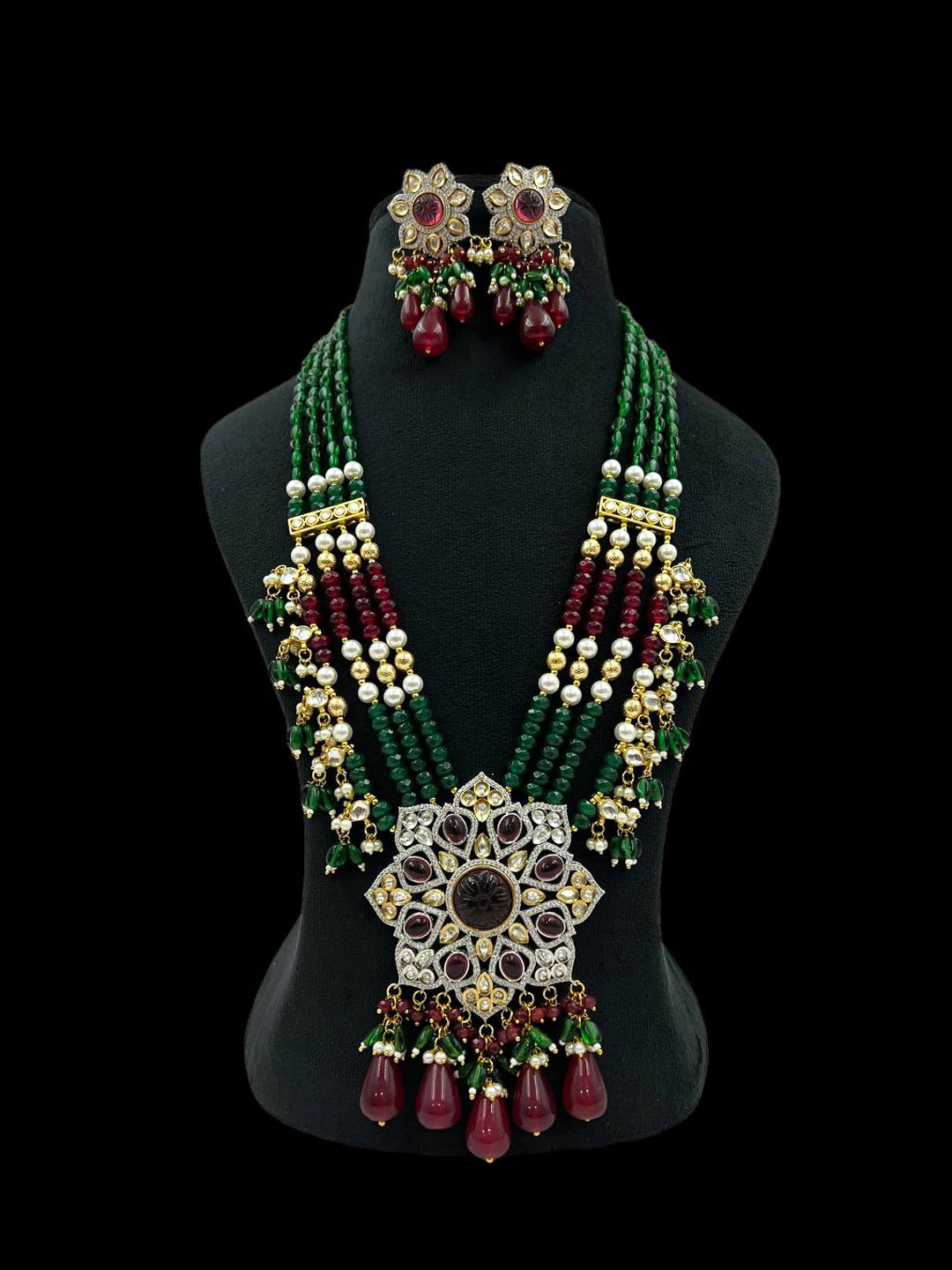 Regal Kundan Gemstone Bridal Necklace Set
