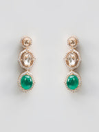 Luxury Emerald Drop Necklace Set with Polki Stones