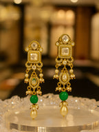 Traditional Green & Red Beaded Kundan Jewelry Set