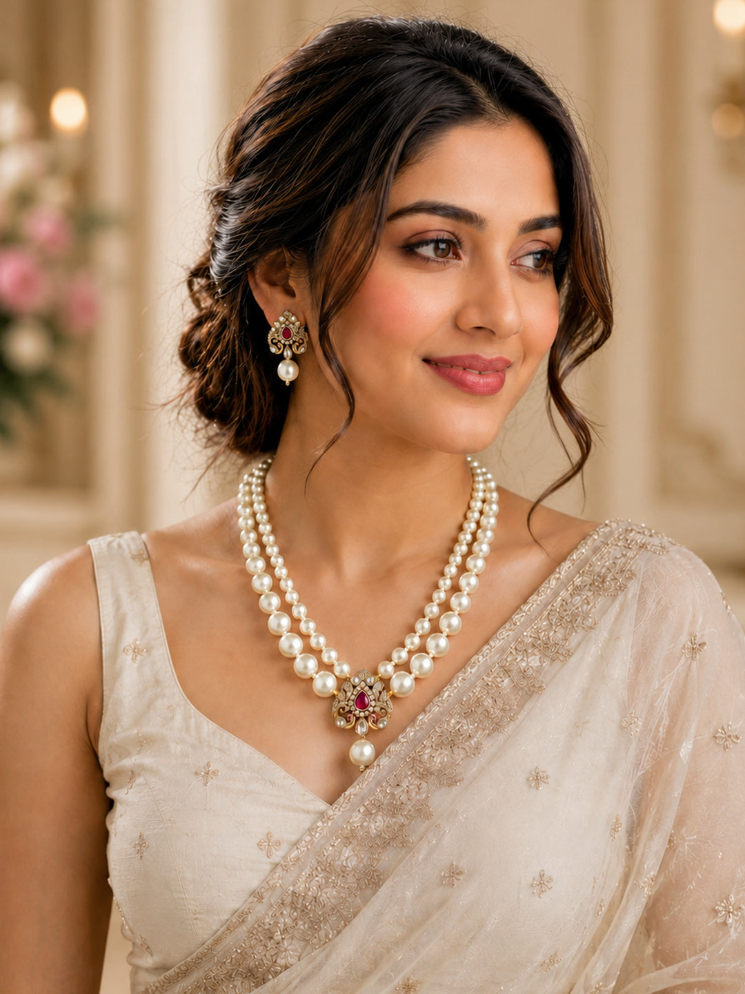 Elegant Victorian AAA AD Shell Pearl Necklace Set