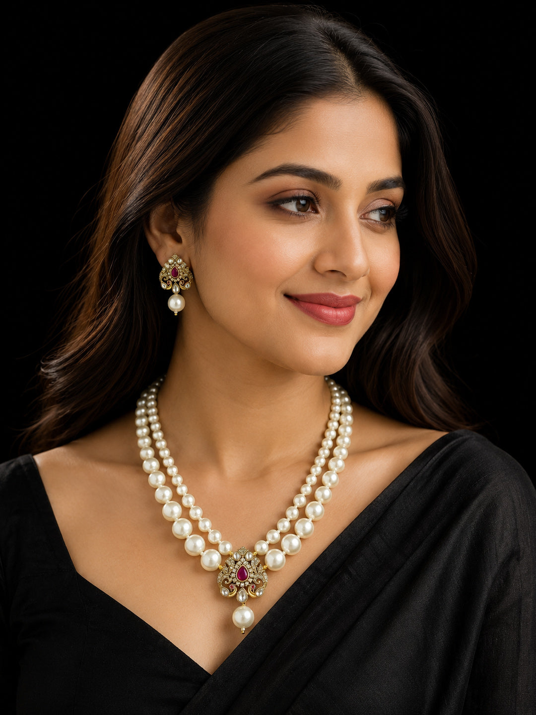 Elegant Victorian AAA AD Shell Pearl Necklace Set