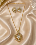 Royal Golden Polki Moissanite Necklace Set