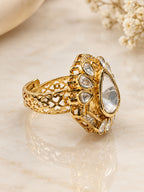 Royal Golden Moissanite Polki Statement Ring