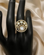 Royal Golden Moissanite Polki Ring