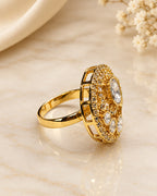 Royal Golden Moissanite Polki Ring