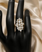 Elegant Silver Floral Statement Ring