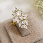 Elegant Silver Floral Statement Ring