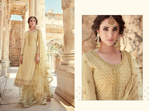 (Semi-Stitch)  Beautifull Heavy Faux Georgette With Chain Stitch Embroidery Work With Stone