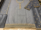 (Semi-Stitch)  Beautifull Heavy Faux Georgette With Chain Stitch Embroidery Work With Stone