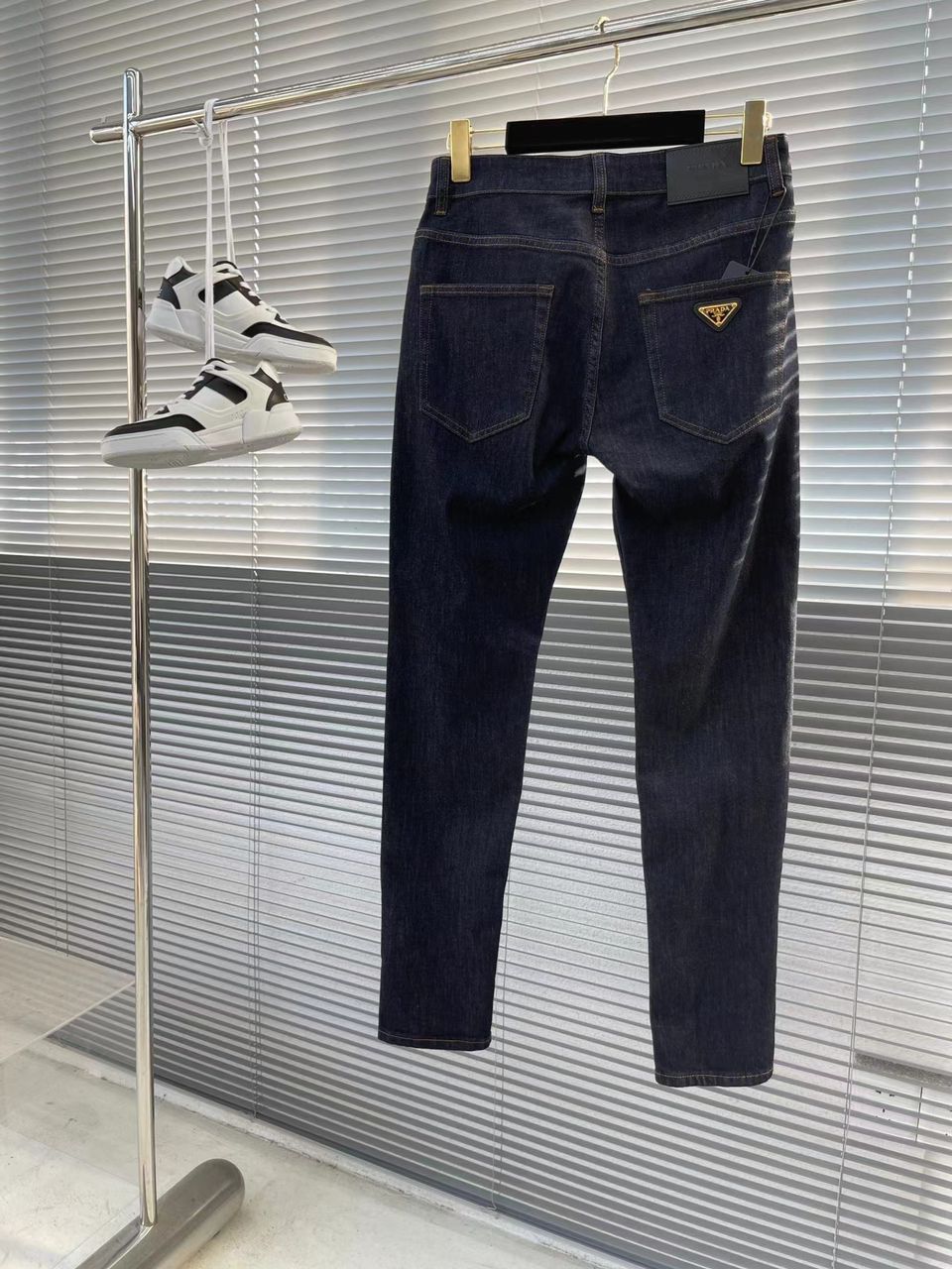 Patched Initial Stretchable Denim