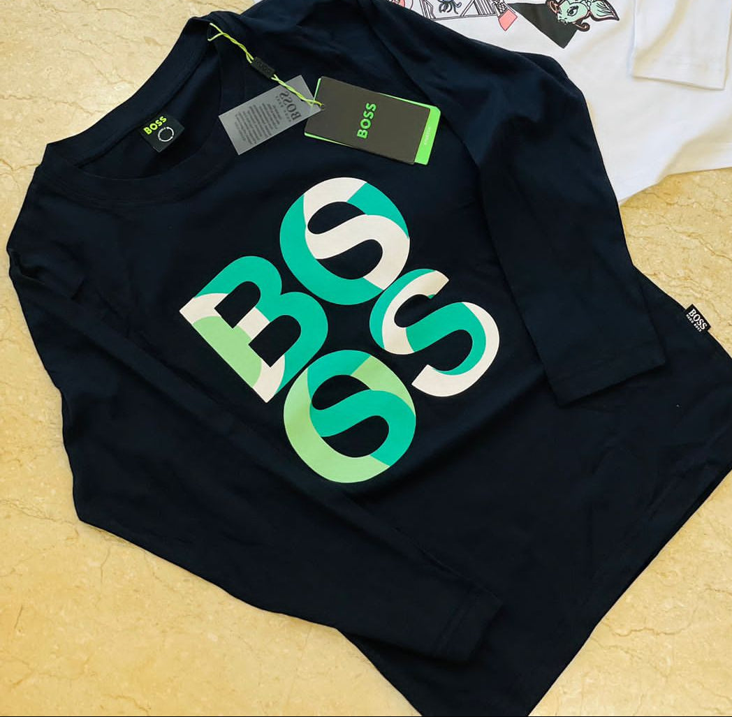 Premium Logo Print Cotton Full Sleeve Kids Polo Tshirt