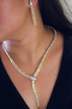 Platinum Plated Designer Necklace With Matching Earrings