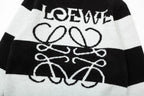 Branded  Black & White Striped Logo Pullover