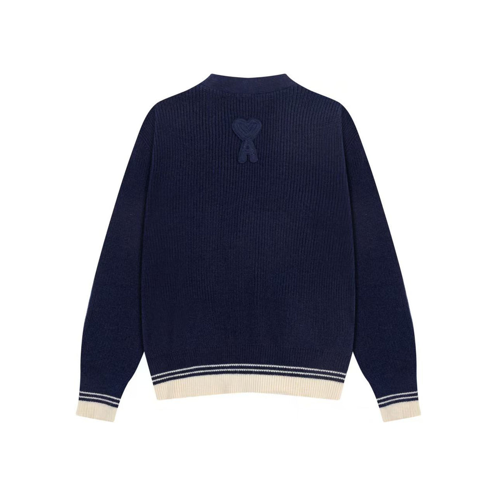 Premium Navy Blue Logo Patch Cardigan