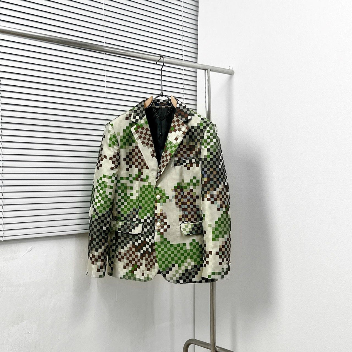 Premium Single-Breasted Tailored Damier Blazer