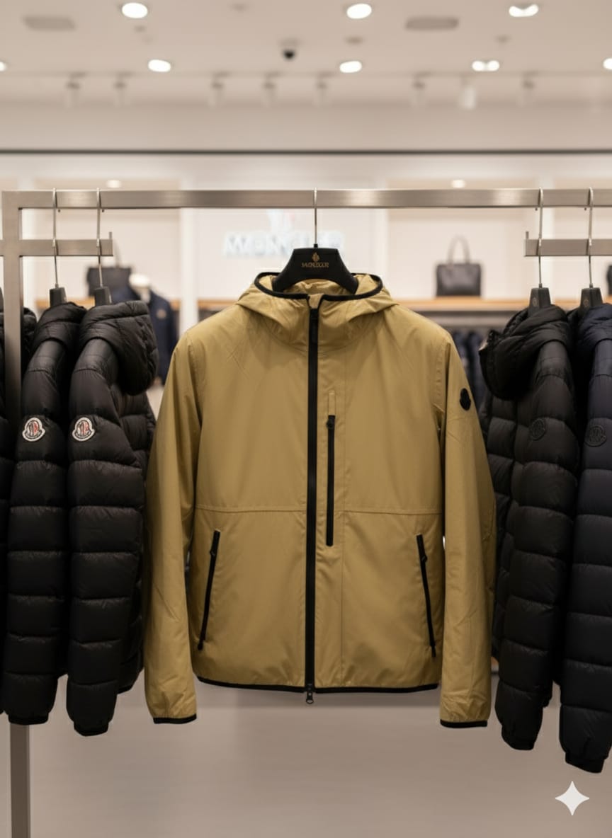 Luxury Beige Technical Hooded Jacket