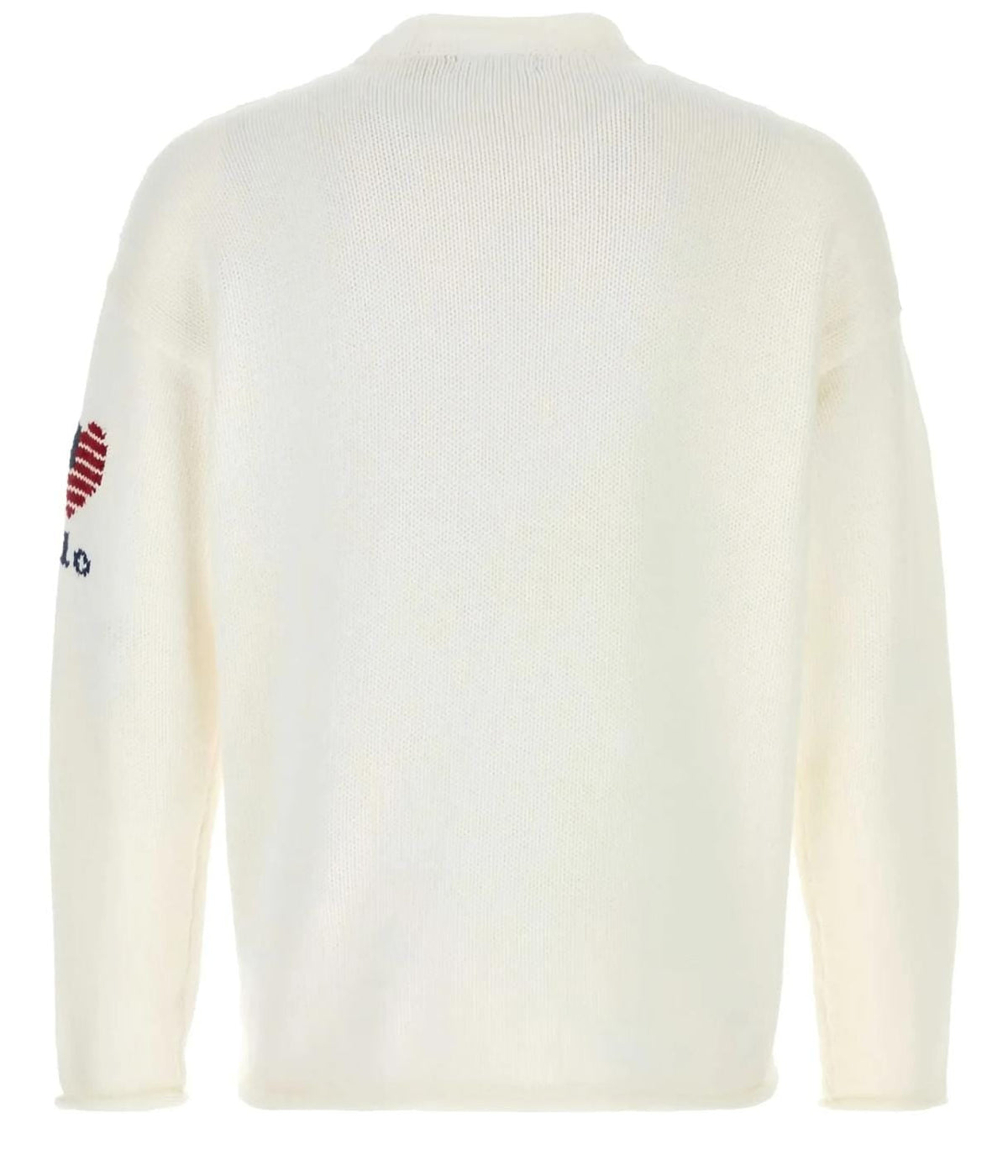 White Knit Sweater with Classic American Flag Design