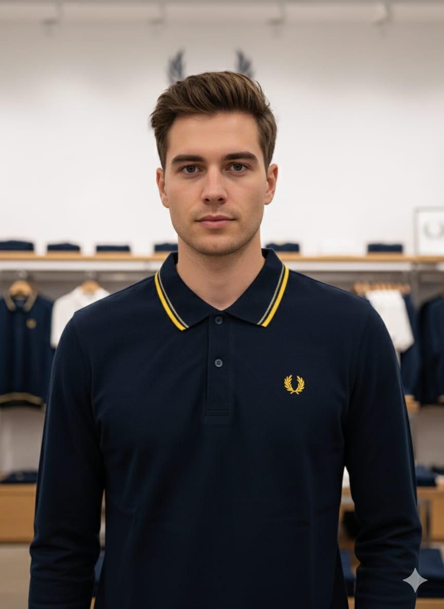 Men’s Classis Long-Sleeve Polo Shirt with Tipped Collar