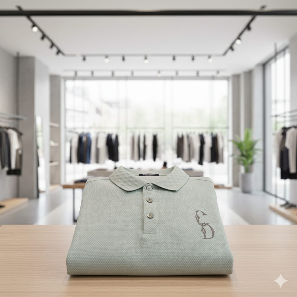 Premium Mint Green Polo T-Shirt with Minimal Logo Detail