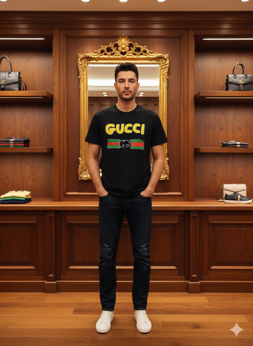 Premium Black  Drop Shoulder T-Shirt with Brand Logo