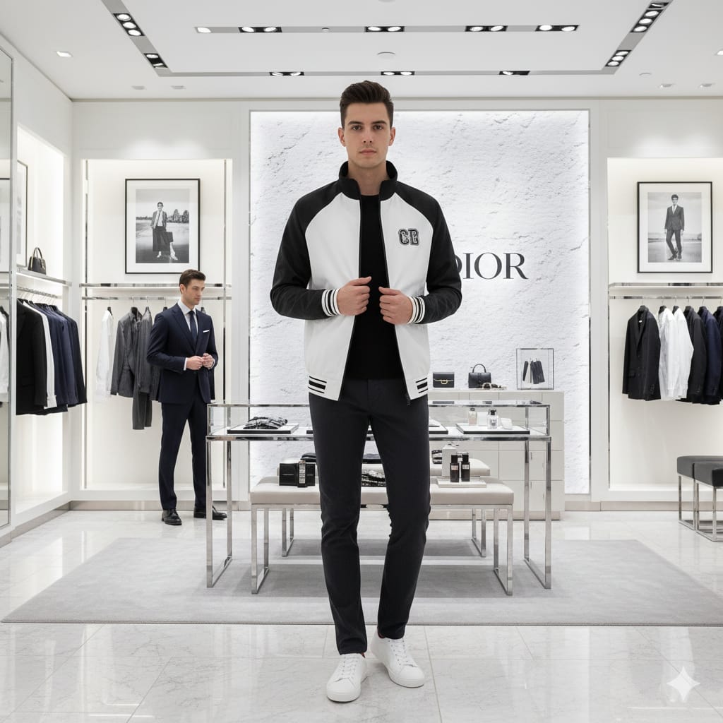 Black & White Premium Zip-Up Jacket