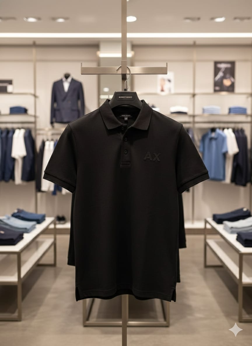 Classic Black Polo T-Shirt with Subtle Logo Detail