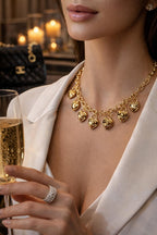 Women’s Premium Gold-Tone Charm Necklace with Heart Pendants