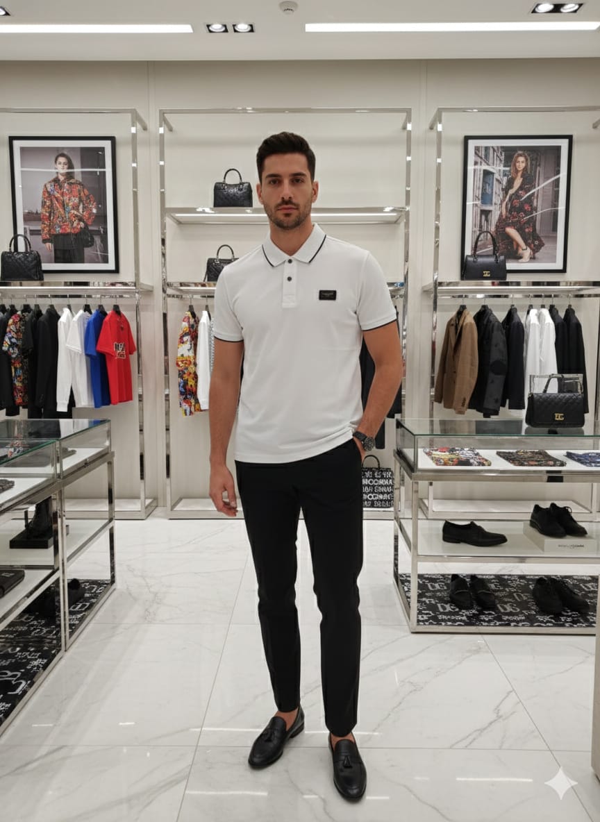 Men’s Premium Solid White Polo T-Shirt