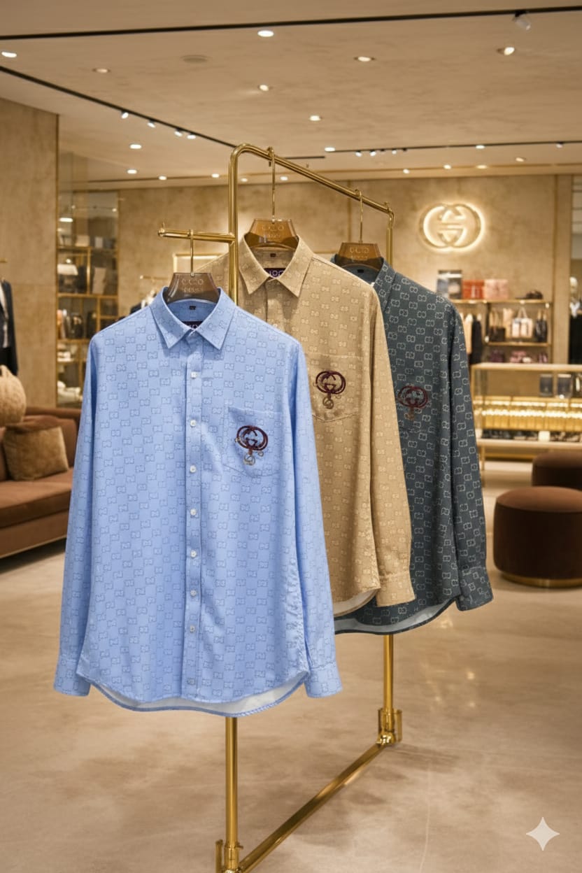 Premium Monogram Pattern Designer Shirt for Men