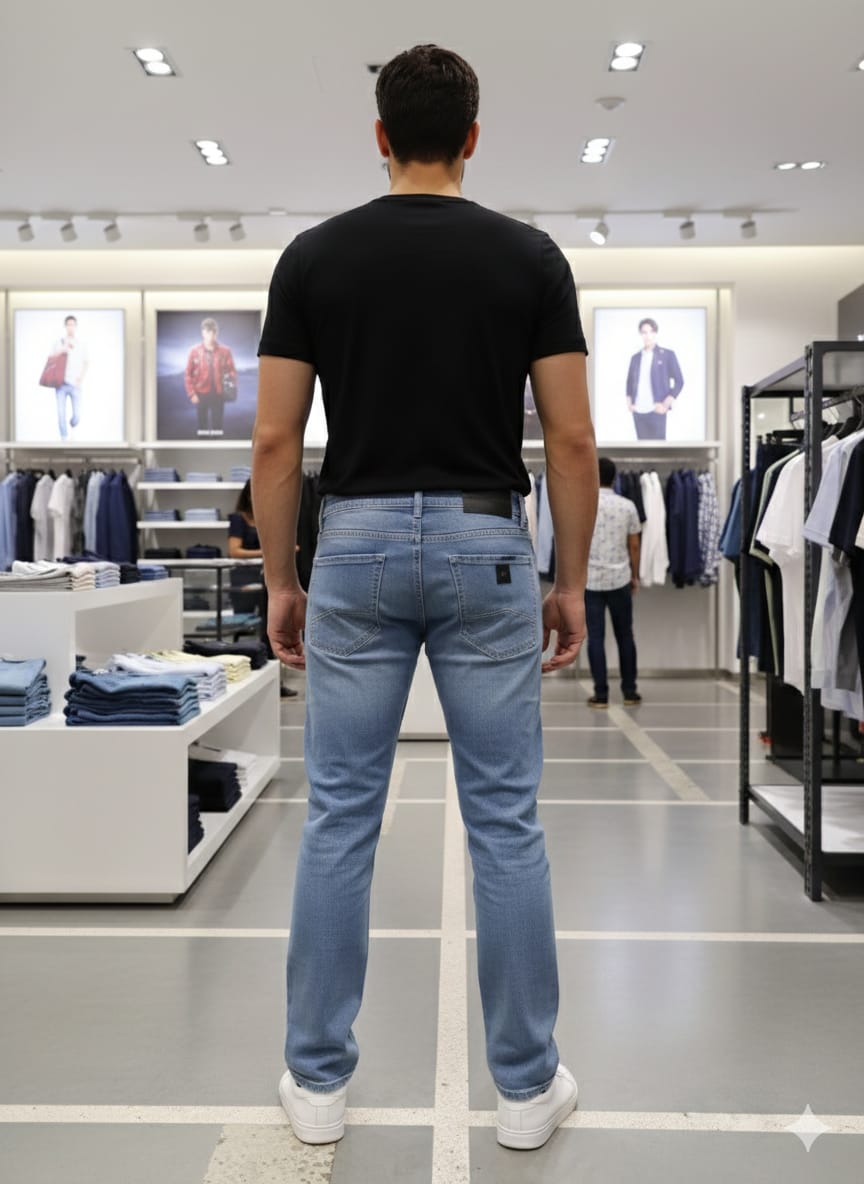 Men’s Light Blue Denim Jeans Modern Everyday Style