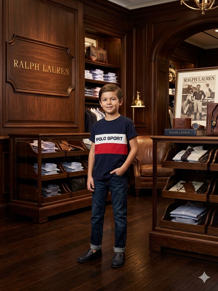 Kids Polo Sport Colorblock  T-Shirt – Navy Blue Casual Wear
