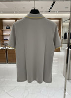 Luxury Grey Polo T-Shirt with Signature Detail Smart Casual Style