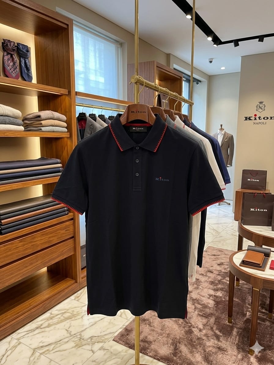 Luxury Classic Polo T-Shirt for Men Premium Red Stitch Casual Collar Tee