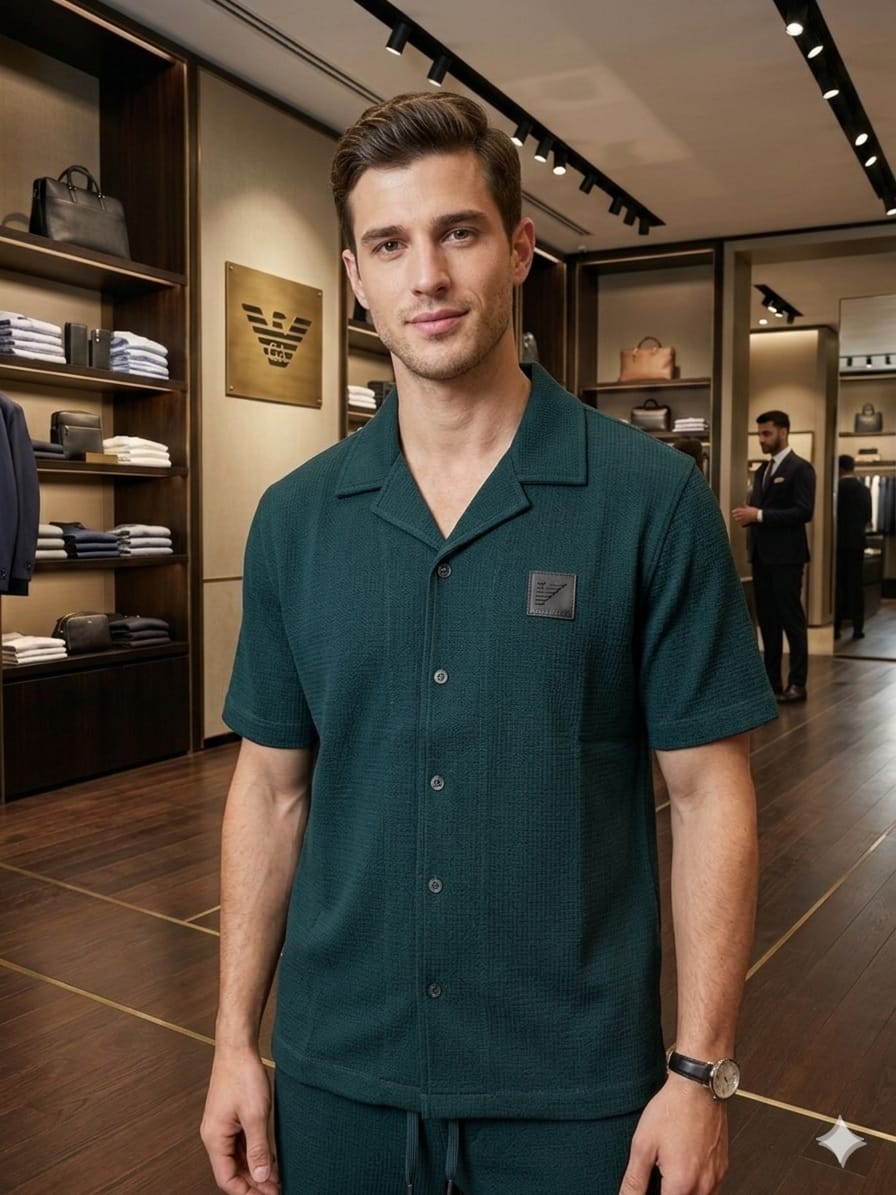 Premium Dark Emerald Co-Ord Lounge Set For Men